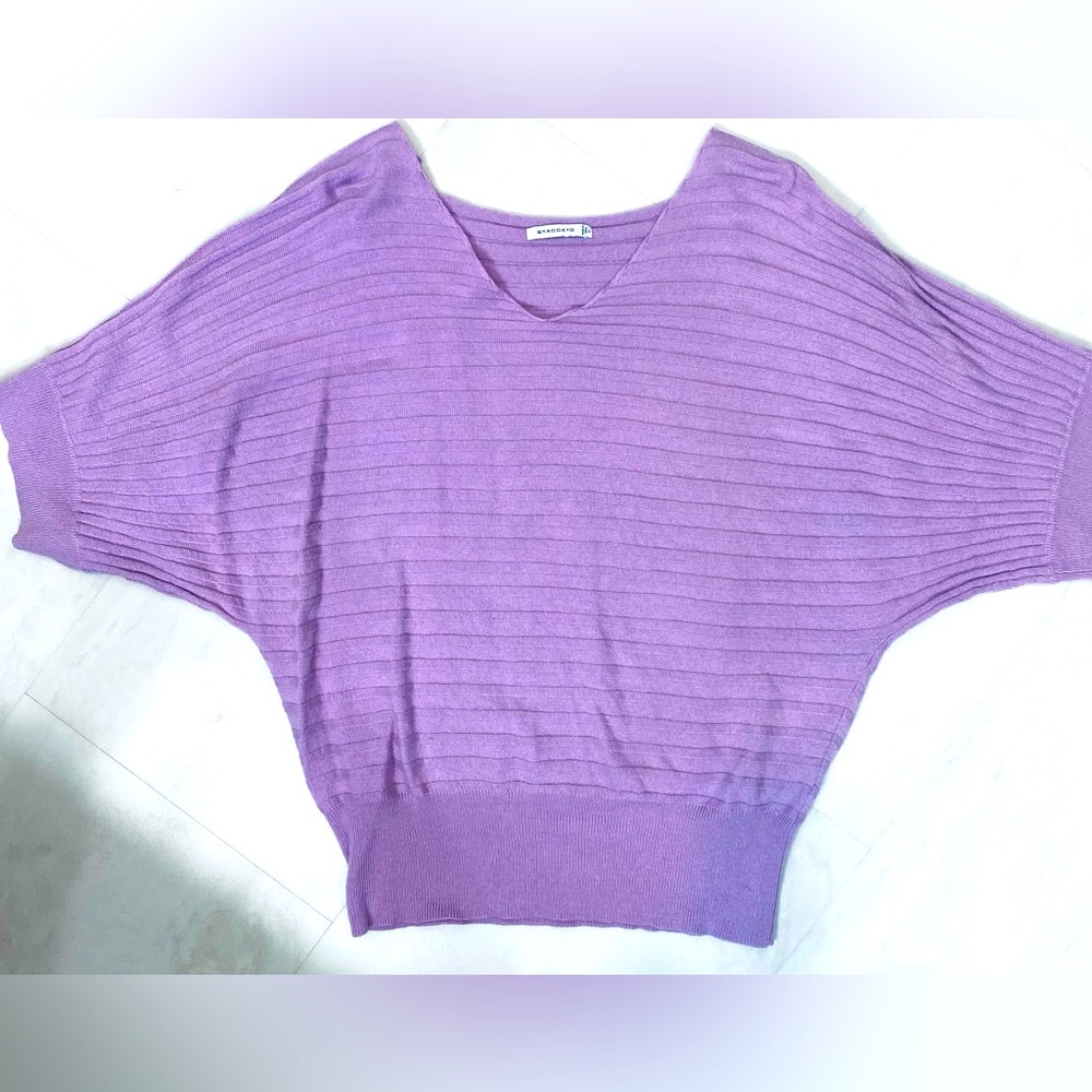 Staccato, purple, dolman sleeve, sweater. Large
